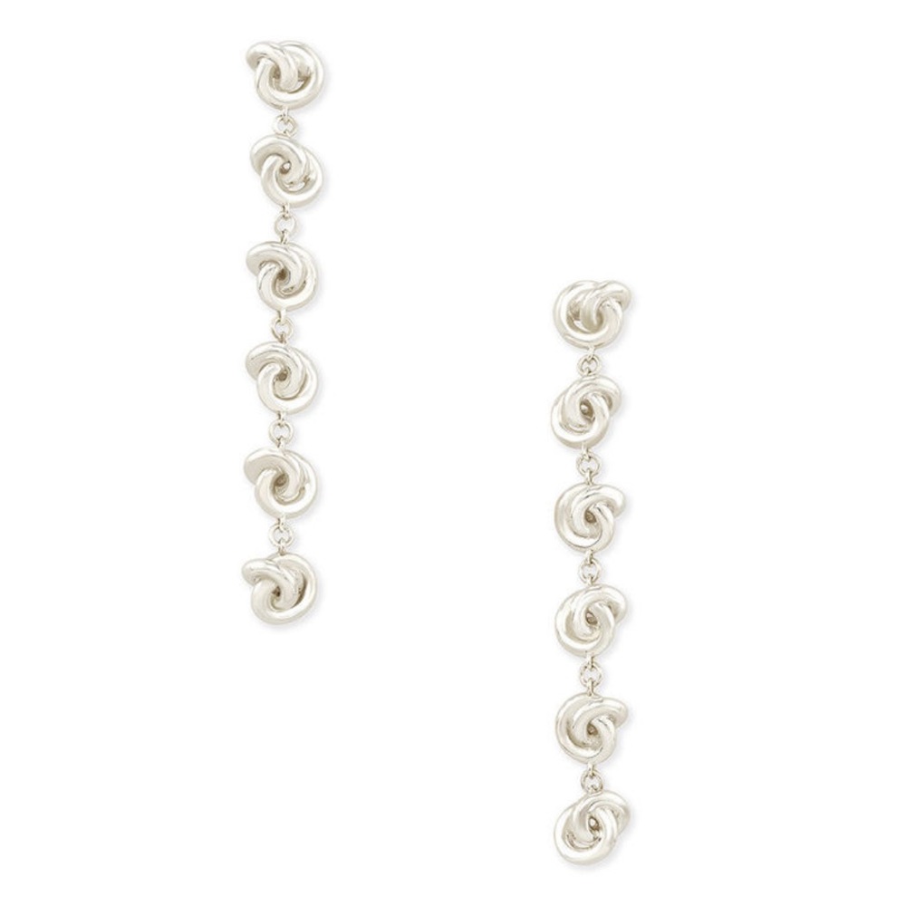 Kendra Scott Presleigh Linear Earring in Bright Silver • knot dangle
